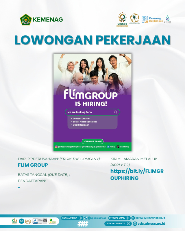 Flimgroup Buka Lowongan Content Creator, Social Media Specialist, dan UI/UX Designer