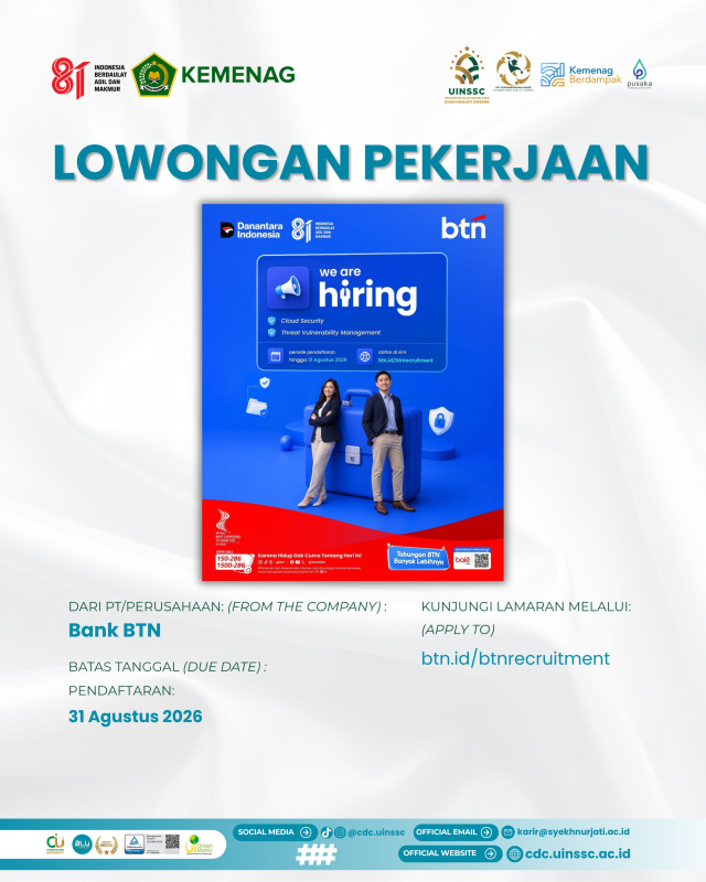 Bank BTN Buka Lowongan Kerja di Bidang Teknologi dan Keamanan Siber