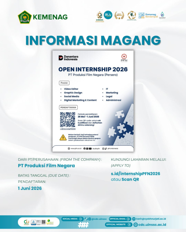 PT Produksi Film Negara Buka Program Open Internship 2026