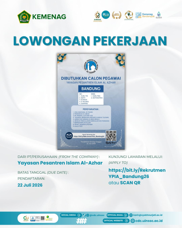 YPIA Bandung Buka Rekrutmen Guru SD dan SMA Tahun 2026