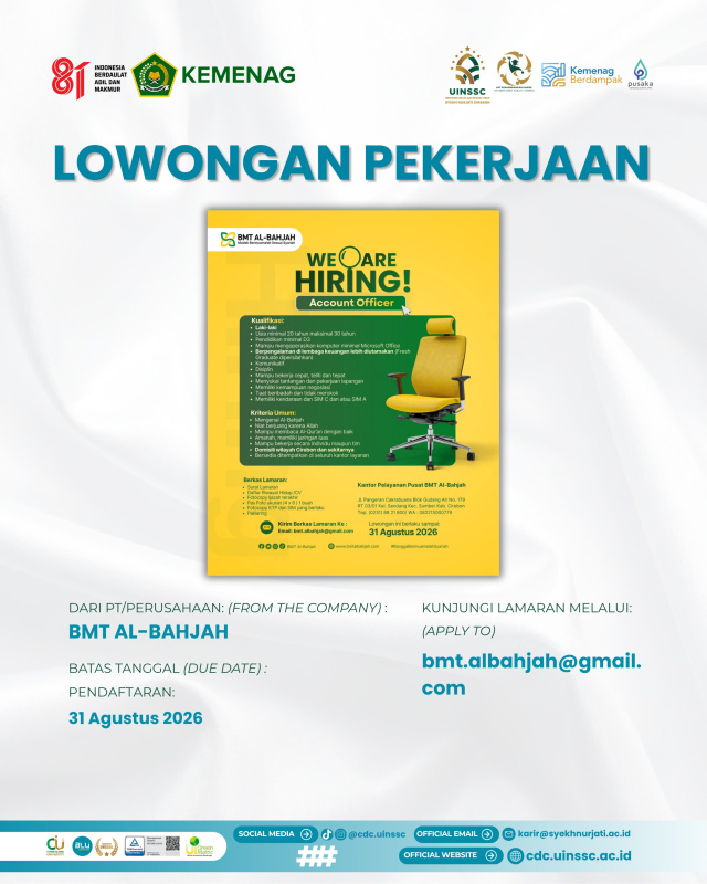 BMT Al-Bahjah Buka Lowongan Kerja bagi Fresh Graduate sebagai Account Officer