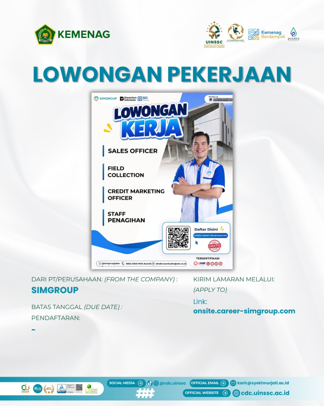 SIMGroup Buka Rekrutmen Sales Officer, Field Collection, dan Dua Posisi Lainnya