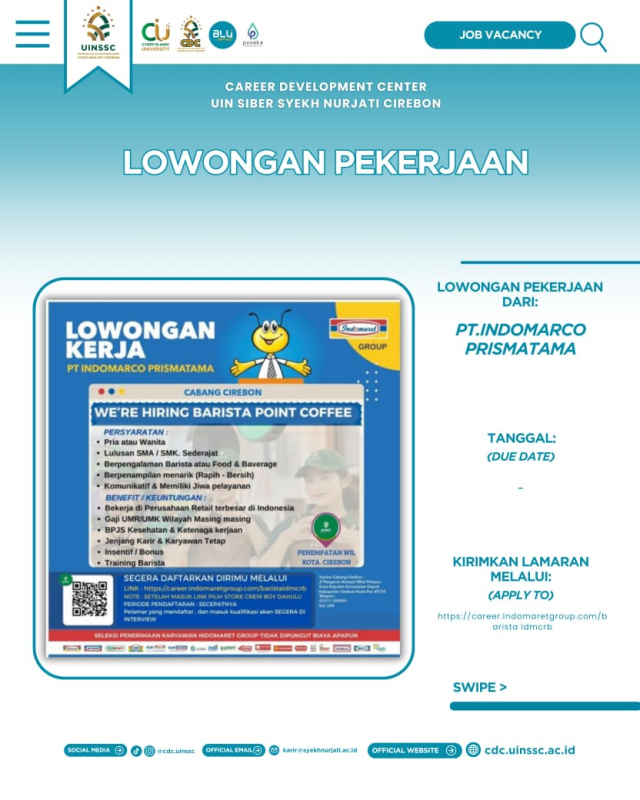 PT Indomarco Prismatama Cabang Cirebon Buka Lowongan Barista Point Coffee