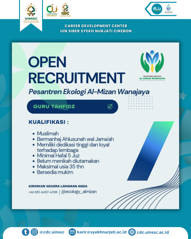 OPEN RECRUITMENT Pesantren Ekologi Al-Mizan Wanajaya  Guru Tahfidz