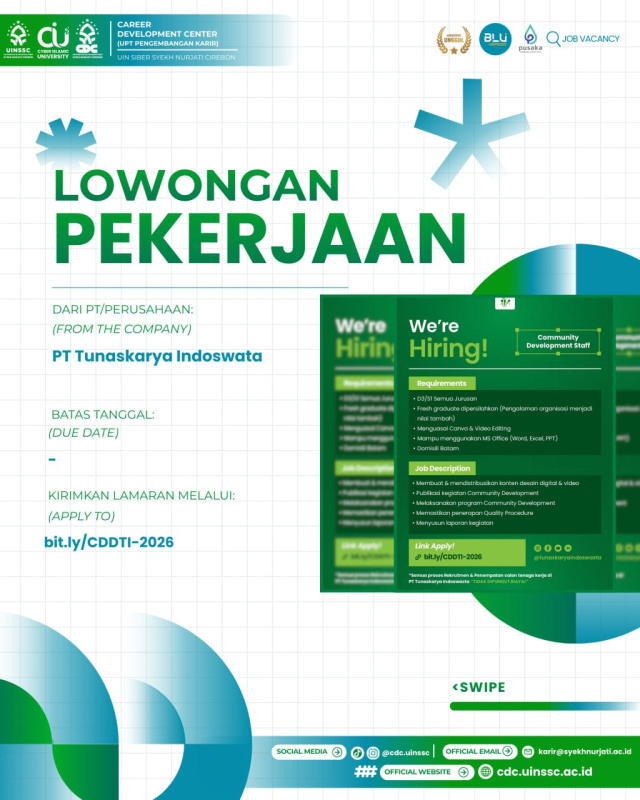 Rekrutmen Community Development Staff PT Tunaskarya Indoswata