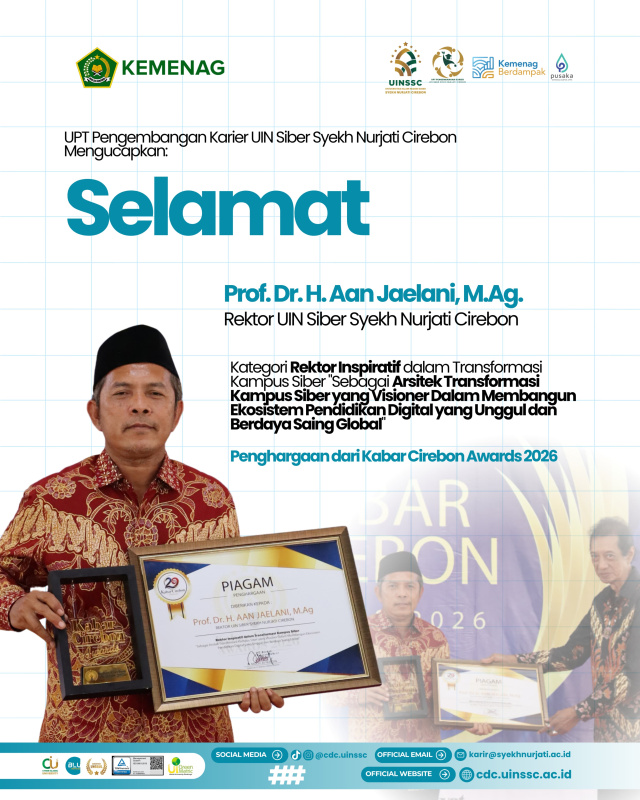 Rektor UINSSC Prof. Aan Jaelani Raih Penghargaan Rektor Inspiratif Kabar Cirebon Awards 2026
