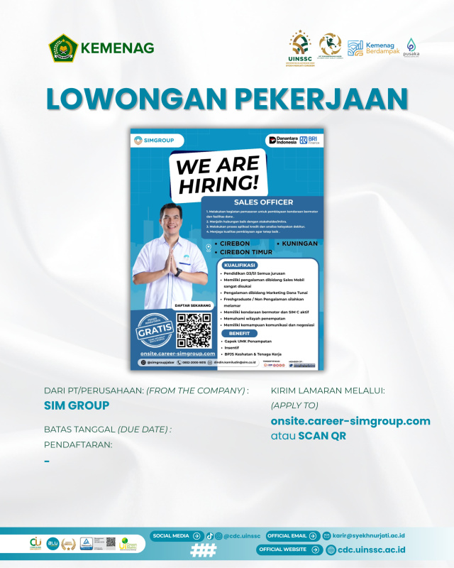 SIM Group Buka Lowongan untuk Empat Posisi di Cirebon, Kuningan, dan Majalengka