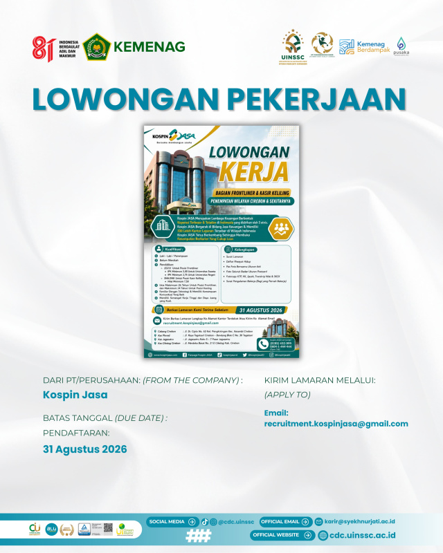 Kospin JASA Buka Lowongan Kerja 2026 bagi Posisi Frontliner dan Kasir Keliling di Wilayah Cirebon