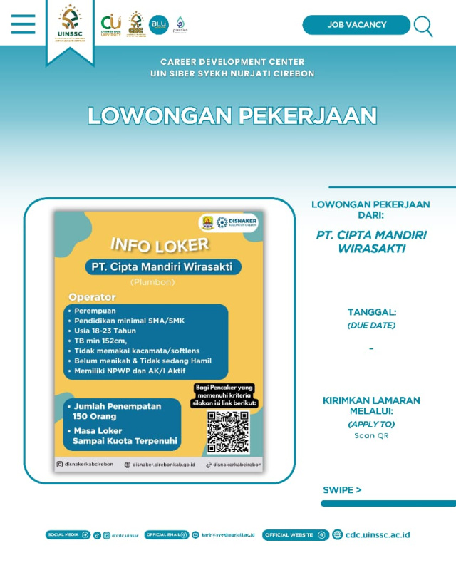PT Cipta Mandiri Wirasakti Plumbon Buka Pendaftaran Operator hingga Kuota Terpenuhi