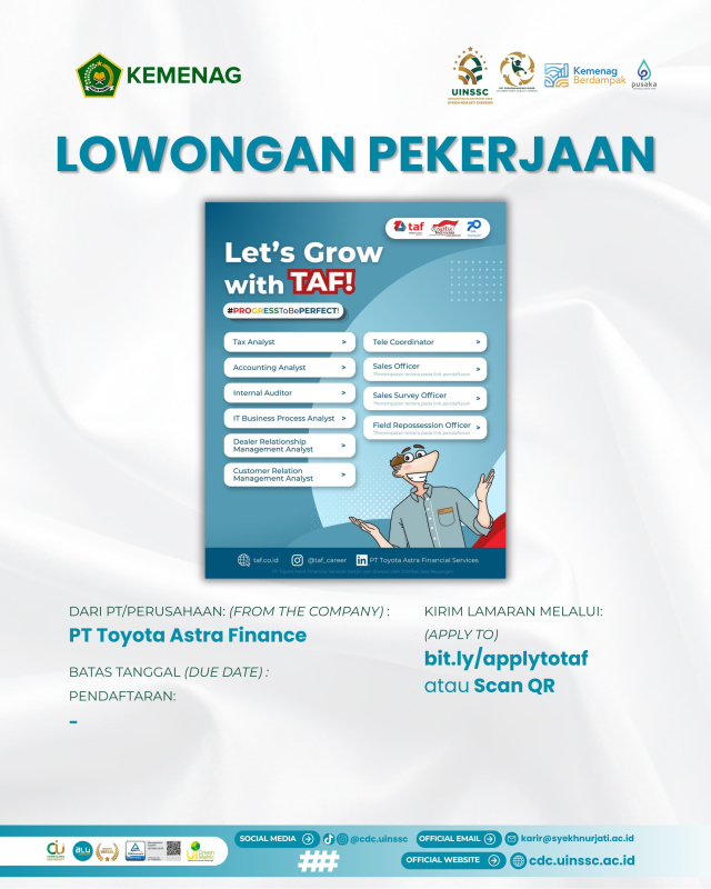 PT Toyota Astra Financial Services Buka 10 Posisi Pekerjaan, Cek Kualifikasi dan Cara Daftarnya