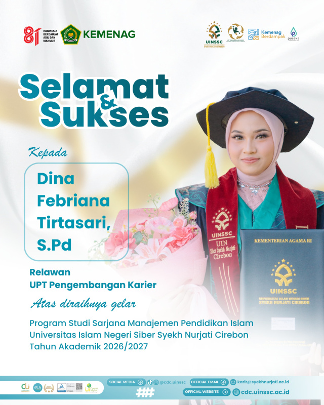 Dina Febriana Tirtasari Raih Gelar Sarjana, UPT Pengembangan Karier UINSSC Sampaikan Apresiasi