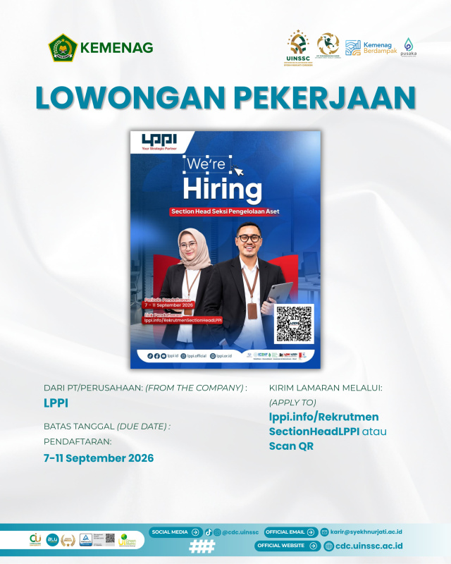 LPPI Buka Lowongan Section Head Seksi Pengelolaan Aset, Pendaftaran hingga 11 September 2026