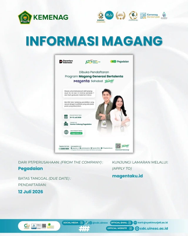 Pegadaian Buka Program Magang Generasi Bertalenta (MAGENTA) Sahabat TRING! Tahun 2026