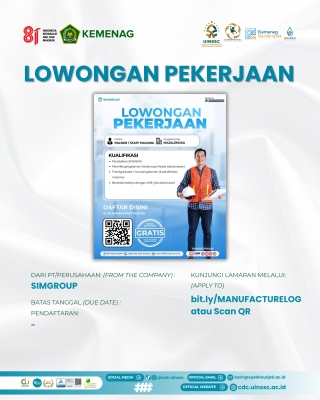 SIMGROUP Buka Lowongan Kerja Posisi Packer/Staff Packing di Majalengka