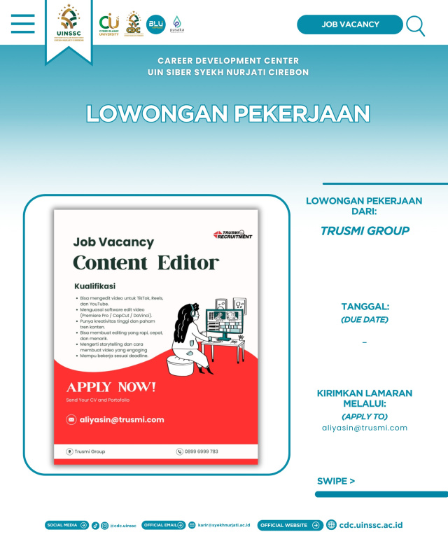 Trusmi Group Buka Lowongan Content Editor untuk Kandidat Kreatif dan Kompeten
