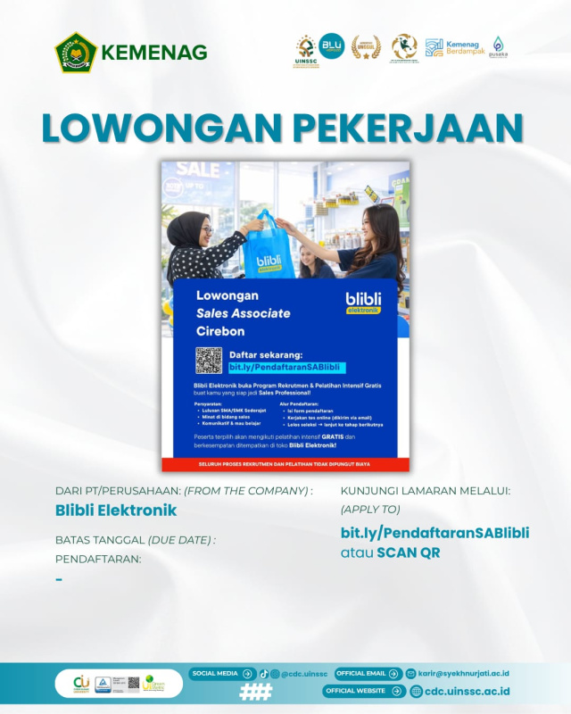 Blibli Elektronik Buka Lowongan Sales Associate dan Program Pelatihan Intensif Gratis
