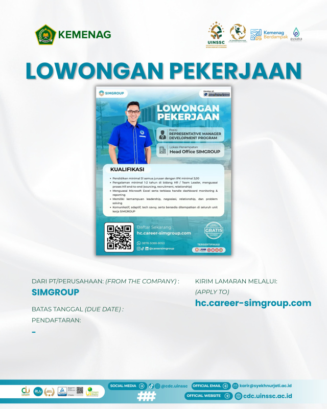 SIMGROUP Buka Lowongan Representative Manager Development Program di Head Office