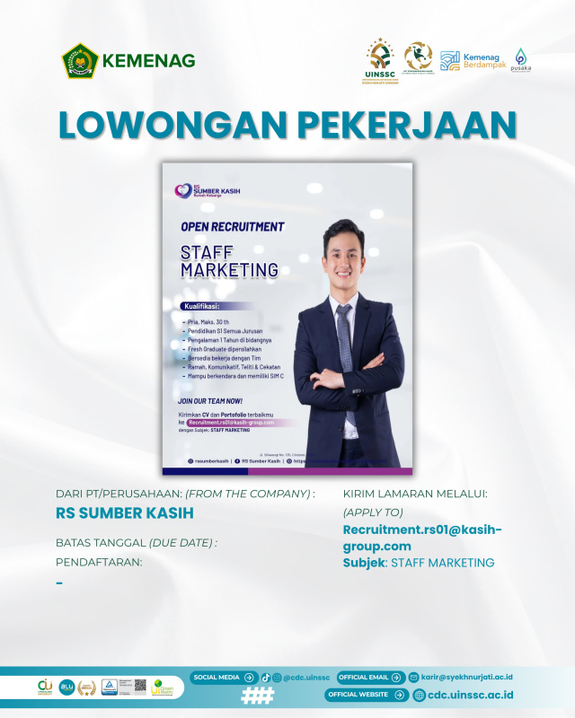RS Sumber Kasih Buka Kesempatan Karier sebagai Staff Marketing di Cirebon
