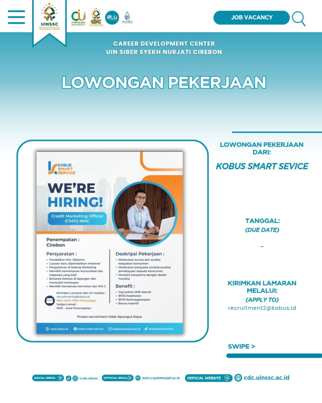 Kobus Smart Service Buka Lowongan Credit Marketing Officer (CMO) NMC