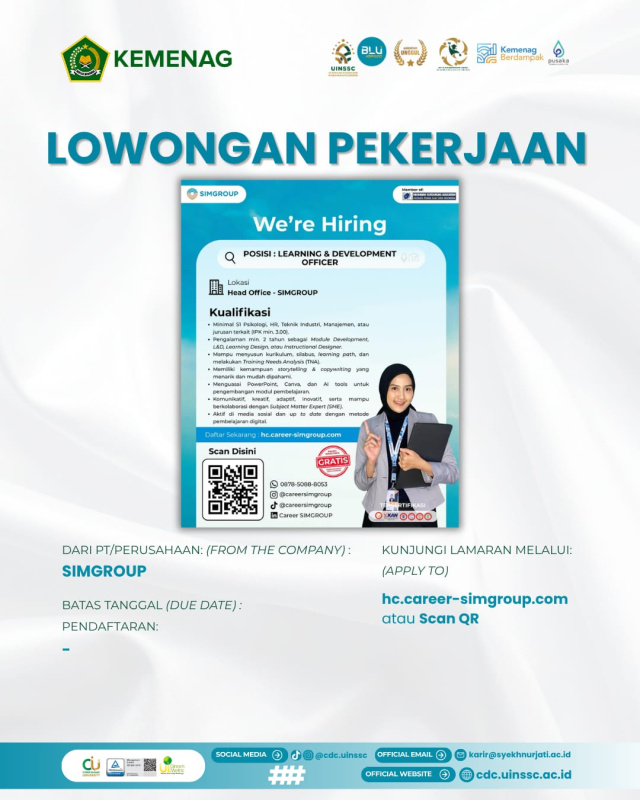 PT SIMGROUP Buka Lowongan Learning & Development Officer