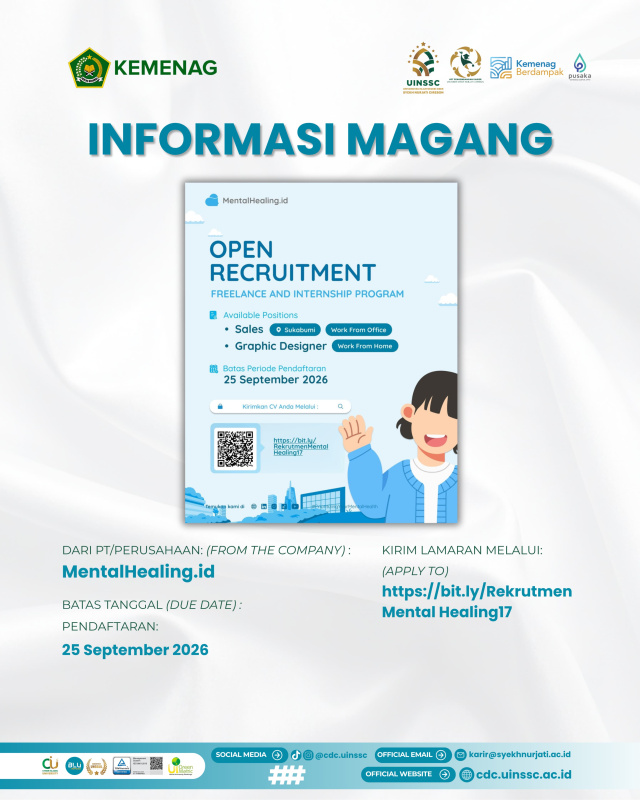Lowongan Freelance dan Internship Mental Healing, Buka Posisi Sales dan Graphic Designer