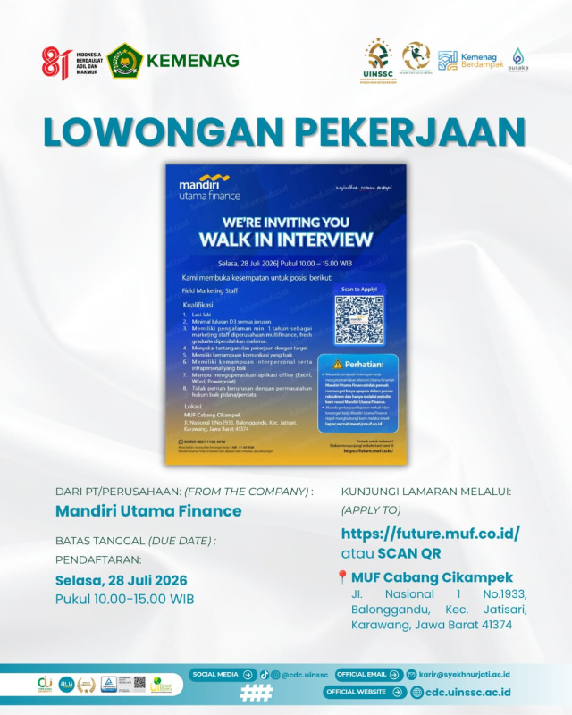 Walk-in Interview Mandiri Utama Finance Resmi Dibuka, Peluang Berkarier sebagai Field Marketing Staff