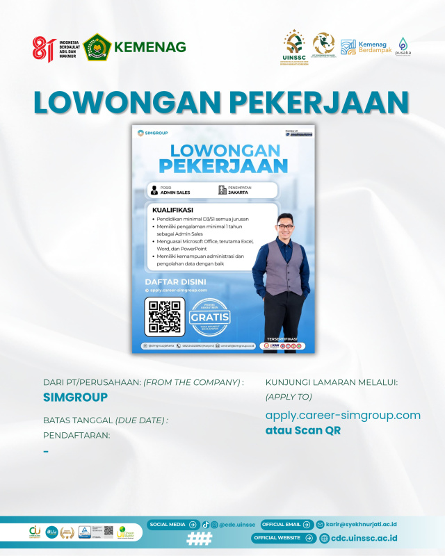 SIMGROUP Buka Lowongan Kerja Posisi Admin Sales di Jakarta
