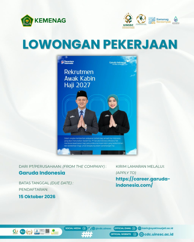 Garuda Indonesia Buka Lowongan Awak Kabin untuk Penerbangan Haji 2027, Pendaftaran hingga 15 Oktober 2026