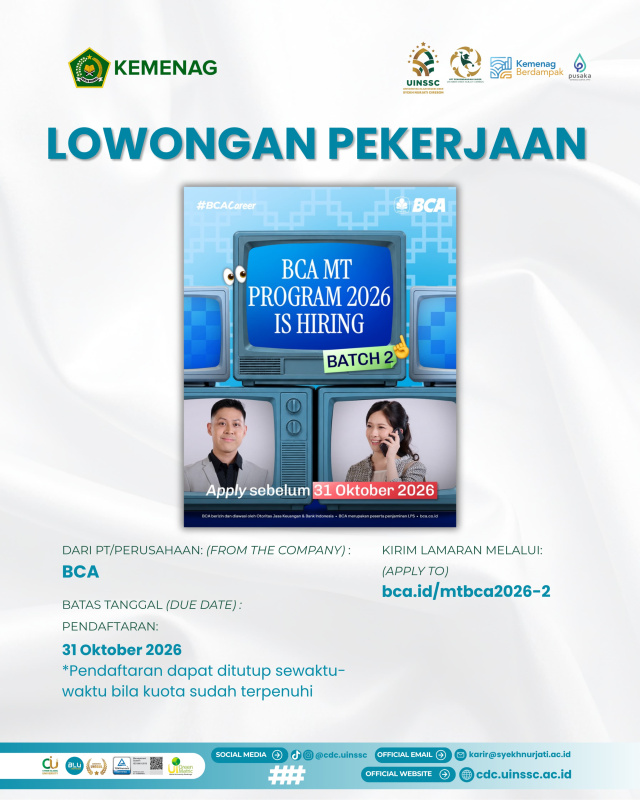 BCA Buka BCA MT Program 2026 Batch 2, Tawarkan MDP dan WMP